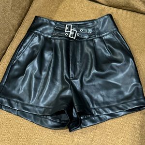 High Waisted Faux Leather Shorts